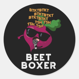 Sticker Rond Beet Boxer Funny Beet Pun Dark BG