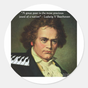 Sticker Rond Beethoven & Poètes/Gems Citations Cadeaux Tee - sh