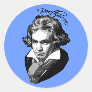 Sticker Rond Beethoven Portrait sur T-shirts, Mugs, Dons