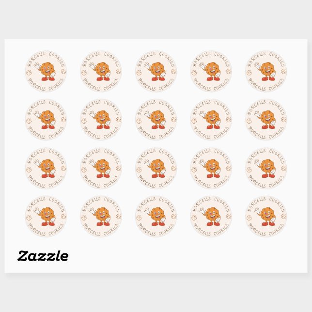 Sticker Rond Beige Brown Cookies Produit (Feuille)