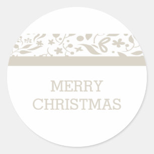 Sticker Rond Beige Elegant Foliage Holiday