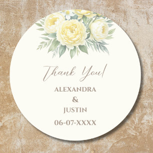 Sticker Rond Beige Jaune Floral Italien Arc Mariage Merci
