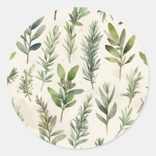 Sticker Rond Beige pâle avec Herbe verte douce