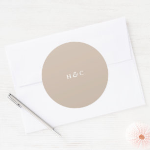 Sticker Rond Beige Simple Plat Mariage moderne