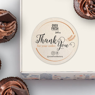 Sticker Rond Beige vintage Neutre Merci Boulangerie