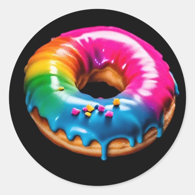 Sticker Rond Beignet fierté néon LGBTQ+ (Devant)