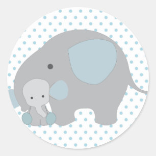 Sticker Rond Bel éléphant de bleu de bébé