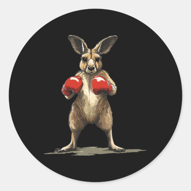 Sticker Rond Bel Kangaroo Fighter Pour Un Knockout Hilarious (Devant)