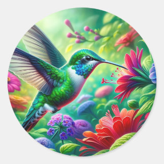 Sticker Rond bel oiseau avec fleurs
