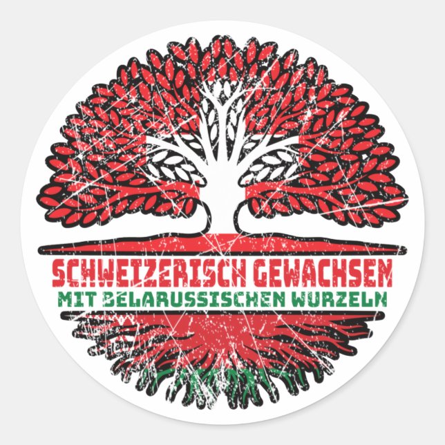 Sticker Rond Bélarus Belarussisch Schweizer Schweiz Baum Wurzel (Devant)