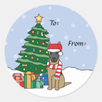 Belge Malinois et arbre de Noël