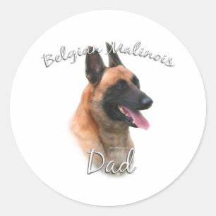 Sticker Rond Belge Malinois Papa 2