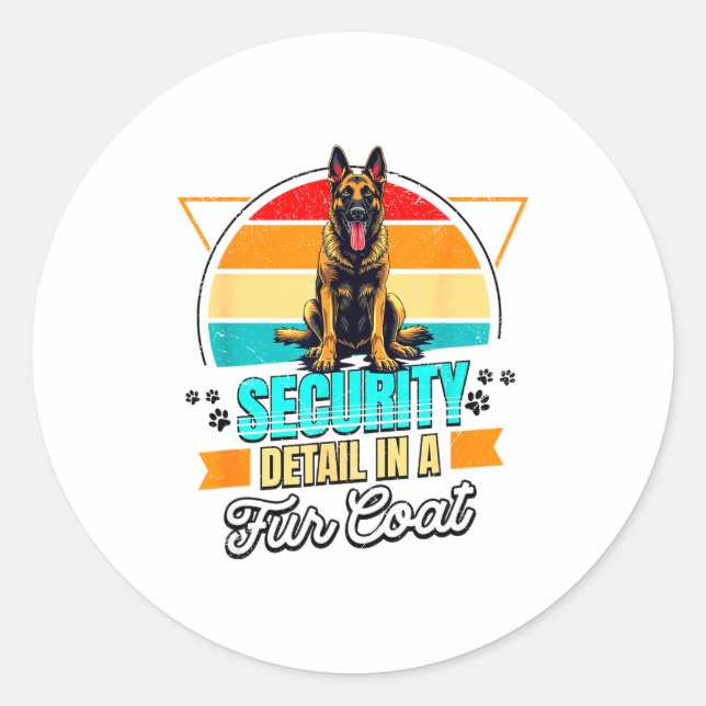 Sticker Rond Belgian Malinois Lover Funny Belgian Malinois Retr (Devant)