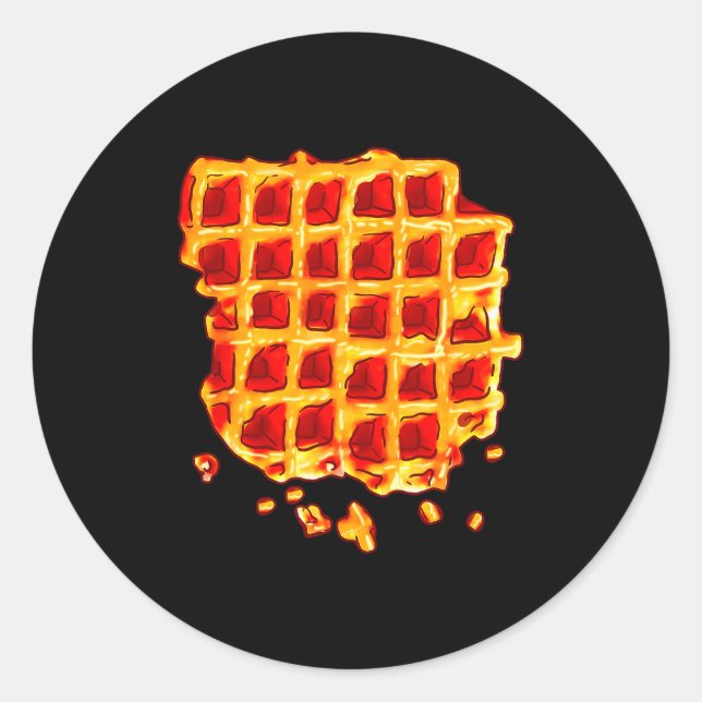 Sticker Rond Belgian Waffle Syrup Breakfast Food Snack Waffle L (Devant)