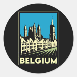 Sticker Rond belgique europe art déco retro voyage vintage