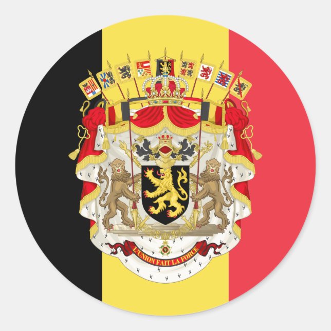 Sticker Rond Belgium Flag & COA (Devant)