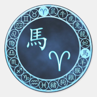 Sticker Rond Bélier/Cheval