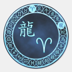 Sticker Rond Béliers/Dragon