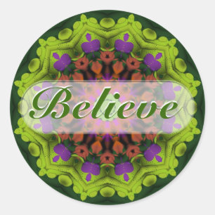 Sticker Rond Believe : Inspirational : Geometry Mandala Art