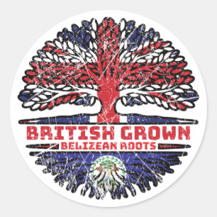 Sticker Rond Belize Belizé Royaume-Uni British Tree