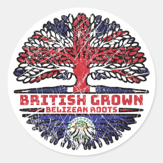 Sticker Rond Belize Belizé Royaume-Uni British Tree (Devant)