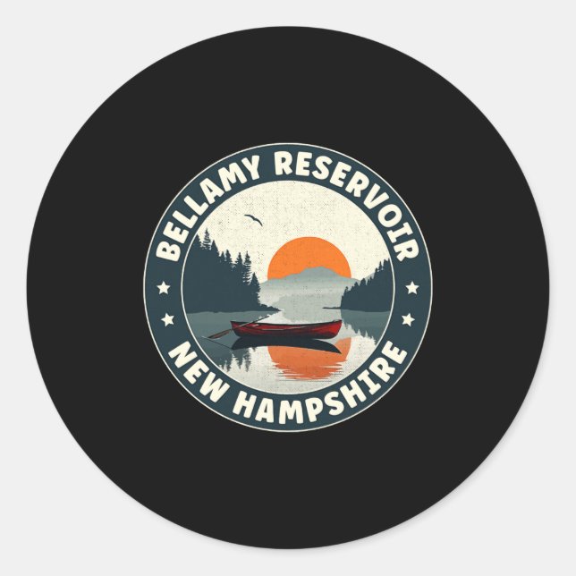 Sticker Rond Bellamy Reservoir New Hampshire Sunset T Shirt  (Devant)