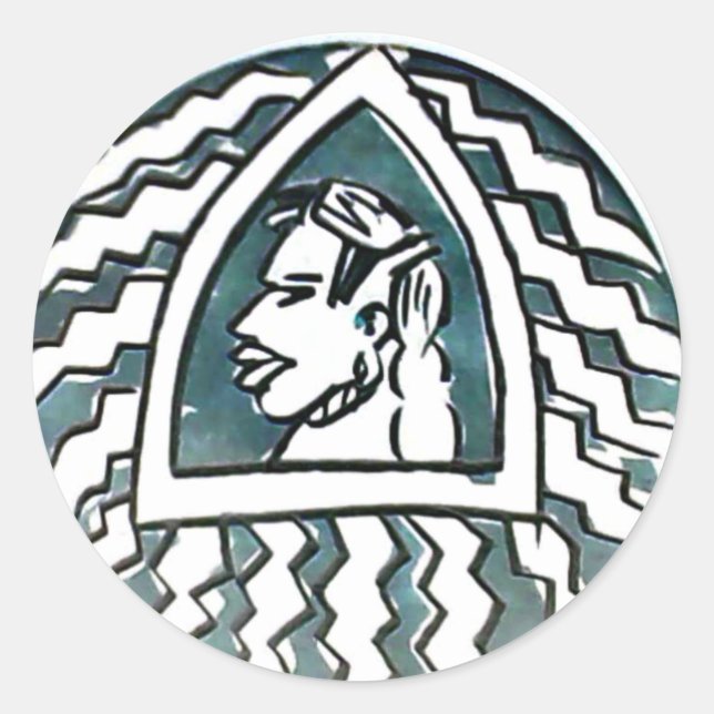 Sticker Rond Belle Africaine Bongo Massai Portrait Tribal Art (Devant)