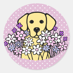 Sticker Rond Belle Âme Jaune Labrador Illustration 2