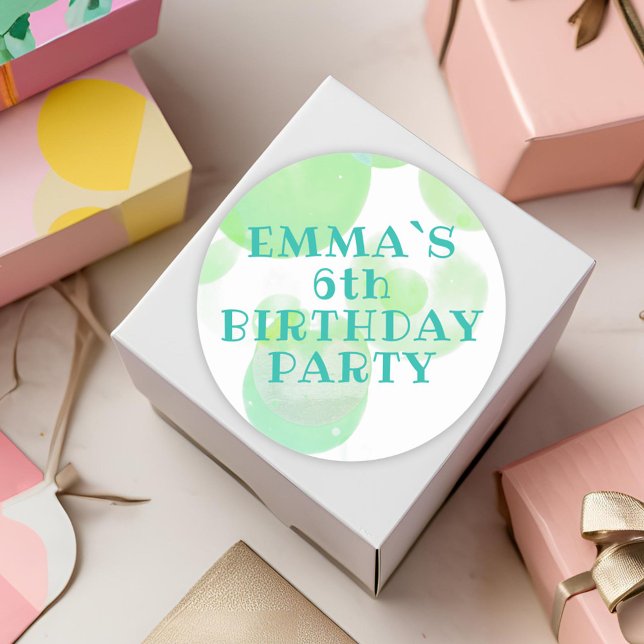 Sticker Rond Belle Anniversaire de enfant de bulles verte et bl (Créateur téléchargé)