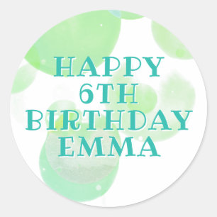 Sticker Rond Belle Anniversaire de enfant de bulles verte et bl