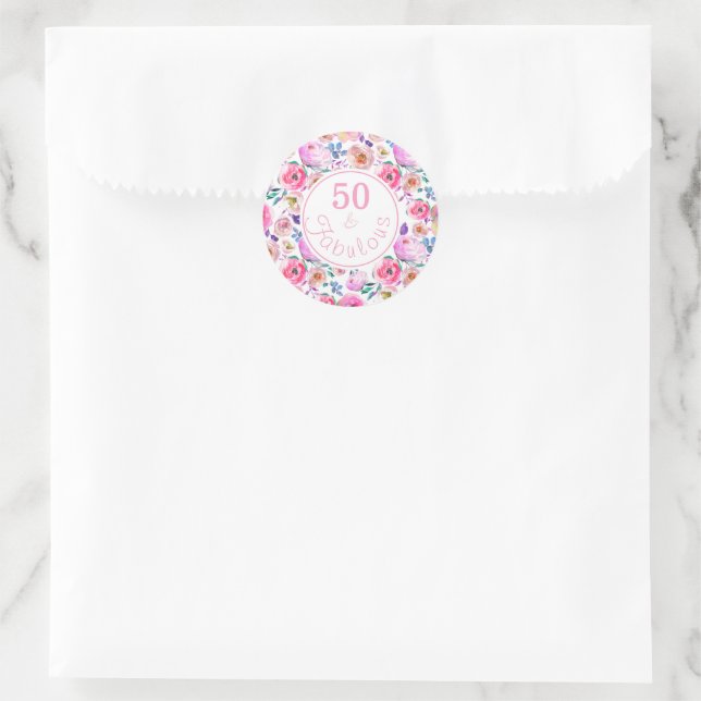 Sticker Rond Belle aquarelle 50 et Fabulous (Sac)