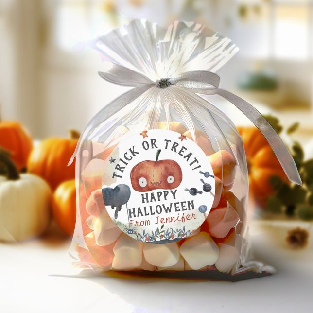 Sticker Rond Belle Aquarelle Anniversaire de enfant Halloween (Créateur téléchargé)