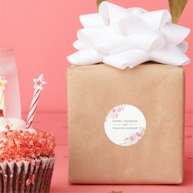 Sticker Rond Belle Aquarelle Florale Bleue Fluide Mariage Favor (Fête)