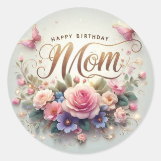 Sticker Rond Belle autocollante d'anniversaire pour maman
