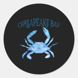 Sticker Rond Belle baie de Chesapeake Crabe Bleu Baie de Chesap