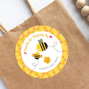 Sticker Rond Belle Bee Merci pour le Baby shower Buzzing By Kaw