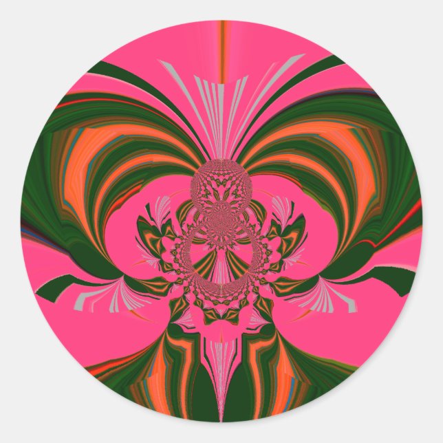Sticker Rond Belle belle Africaine Hot rose rouge or vert (Devant)
