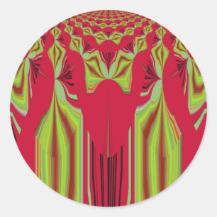 Sticker Rond Belle Belle Art Tribal Africain Rouge et Jaune
