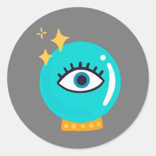 Sticker Rond Belle boule de cristal de troisième oeil bizarre