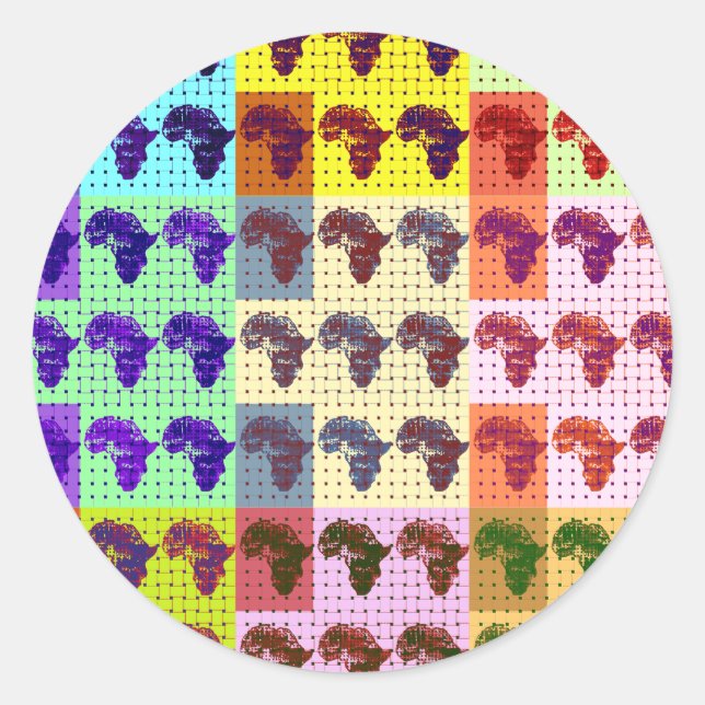 Sticker Rond Belle carte africaine À damiers Pap art ethnique (Devant)