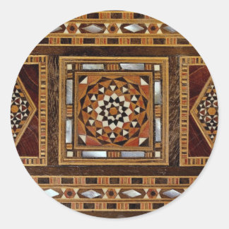 Sticker Rond Belle Célèbre incrustation de nacre, Damas