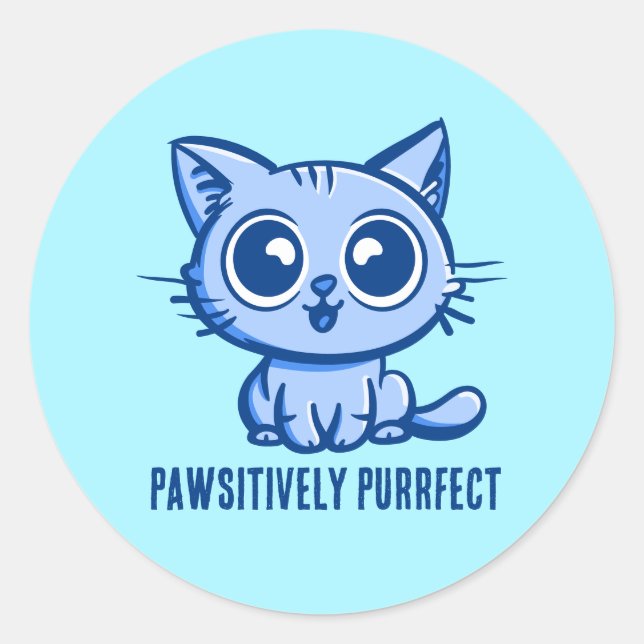 Sticker Rond Belle Classe De Manga Kitten, À Usage Pawsitif (Devant)