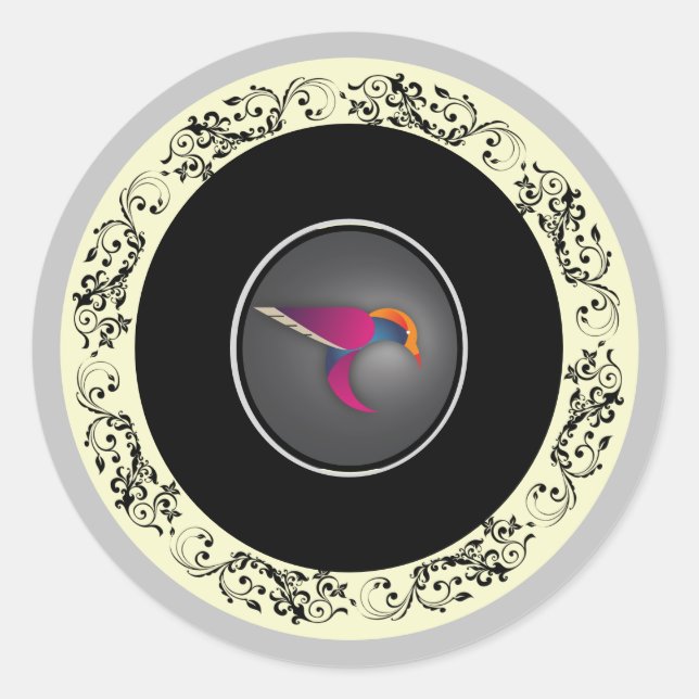 Sticker Rond Belle colibri violet (Devant)