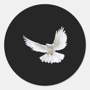 Sticker Rond Belle Colombe Blanche Paisible Volante Photo Silho