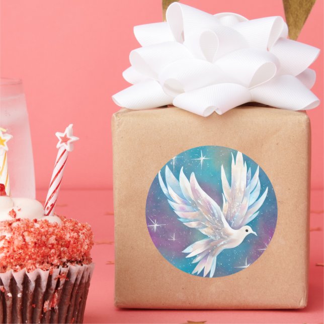 Sticker Rond Belle colombe blanche Parties scintillant blanche (Fête)