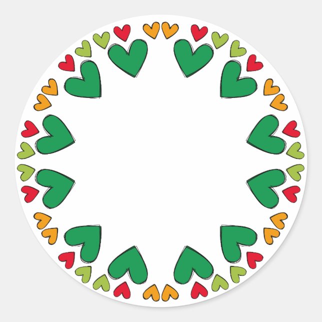 Sticker Rond Belle conception avec bordure de coeur (Devant)