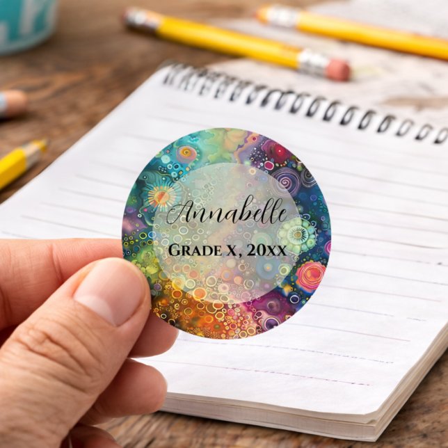 Sticker Rond Belle couleur Whimsical Retour à l'école (Créateur téléchargé)