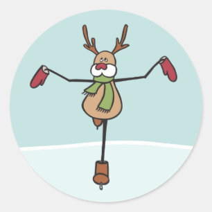 Sticker Rond Belle Dancing Reindee - Noël