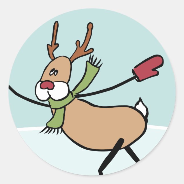 Sticker Rond Belle Dancing Reindee - Noël (Devant)