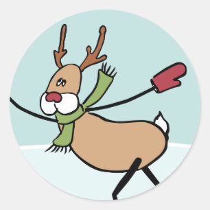 Sticker Rond Belle Dancing Reindee - Noël